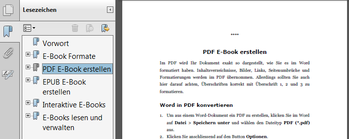 Lesezeichen im PDF