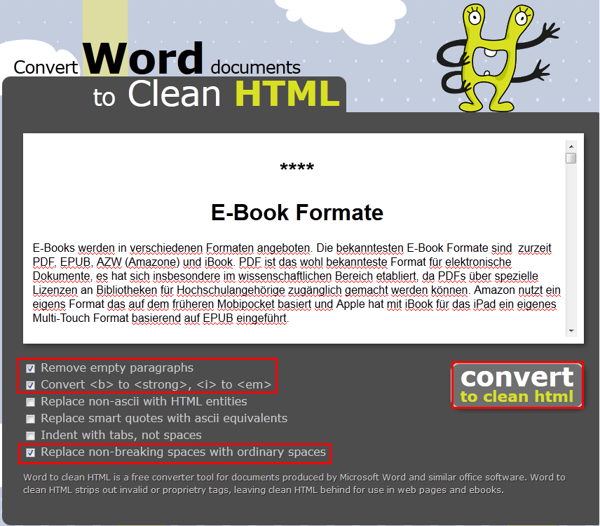 Convert Word to Clean HTML